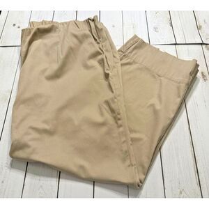 Susan Graver Plus Size 1X Crop Pants Tan Elastic‎ Waist Stretch Side Zip